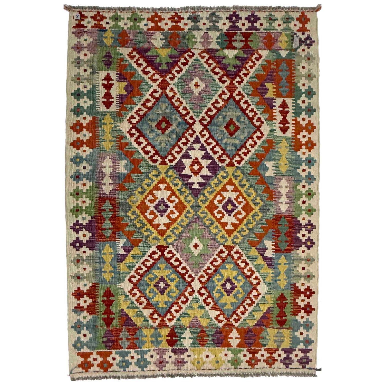 Handmade Vegetable Kelim 3' 5" x 5' 2" ft / 104 x 158 cm - No. G38923