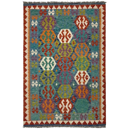 Hand Knotted Afghan Style Kilim 3' 6" x 5' 3" ft / 107 x 160 cm - No. G38925