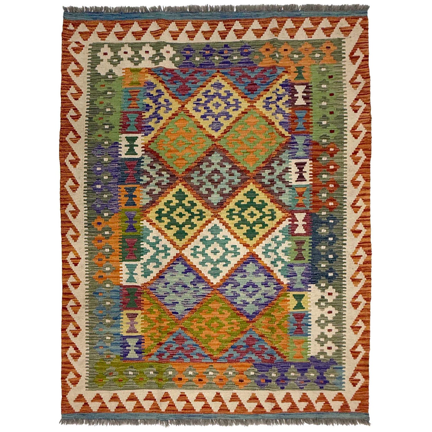 Hand Knotted Flatweave Kilim 4' 10" x 6' 7" ft / 148 x 200 cm - No. G38927