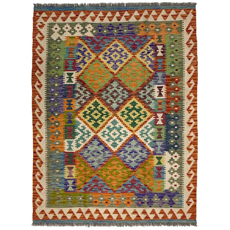 Hand Knotted Flatweave Kilim 4' 10" x 6' 7" ft / 148 x 200 cm - No. G38927
