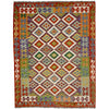 Multi Color ful Flat-Weave Wool Kilim 4' 11" x 6' 6" ft / 150 x 197 cm - No. G38928
