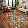 Multi Color ful Flat-Weave Wool Kilim 4' 11" x 6' 6" ft / 150 x 197 cm - No. G38928