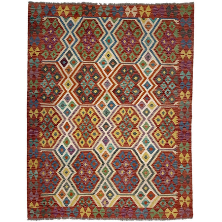 Handmade Afghan Vegetable Kilim 4' 11" x 6' 5" ft / 150 x 196 cm - No. G38929
