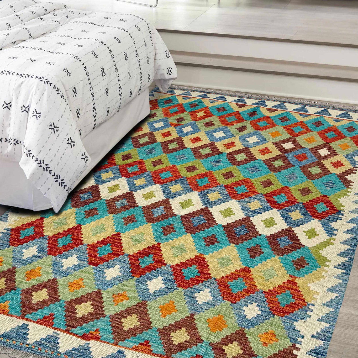 Handmade Vegetable Kilim 4' 11" x 6' 6" ft / 150 x 197 cm - No. G38930