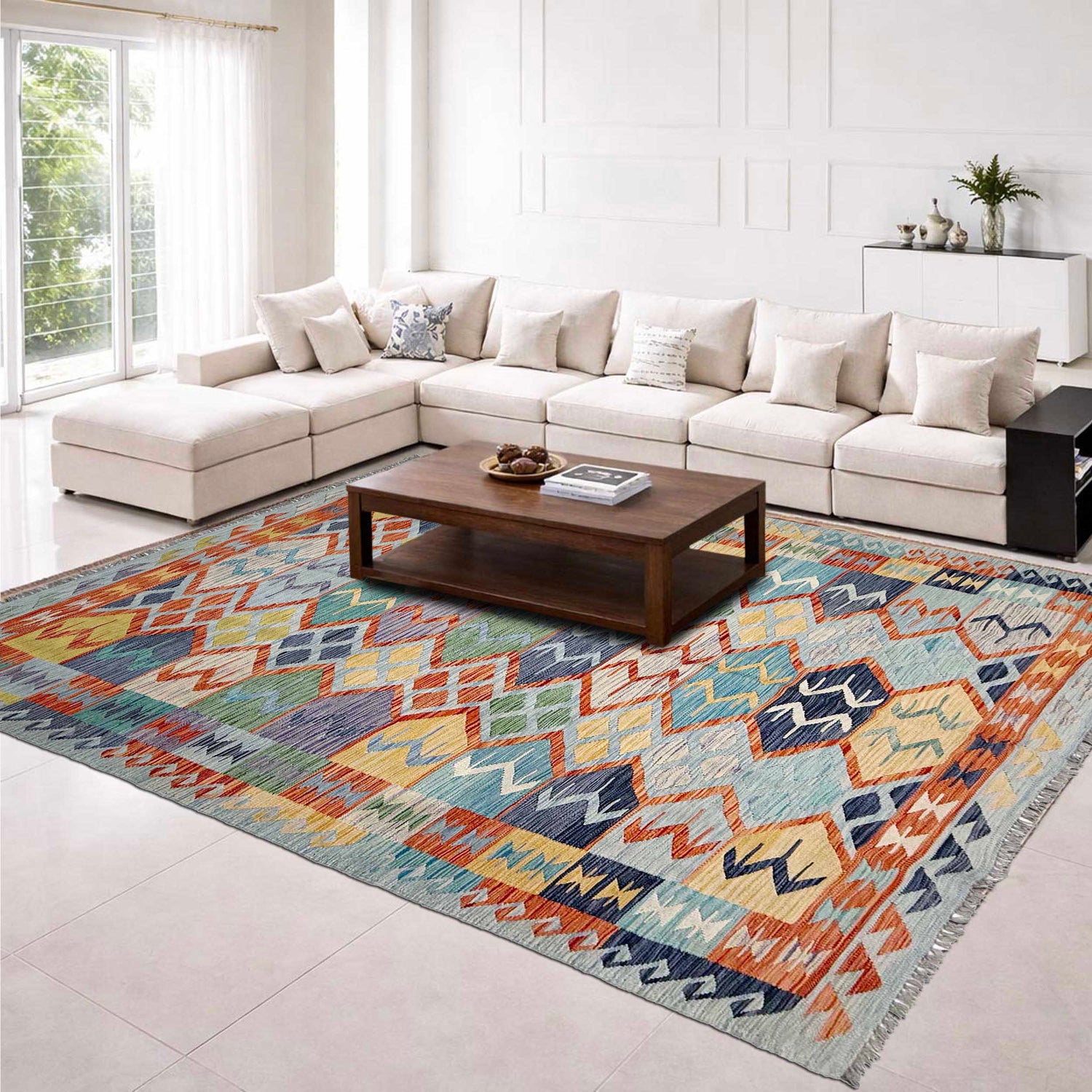 Hand Knotted Flatweave Kilim 5' 11" x 8' 2" ft / 180 x 248 cm - No. G38931
