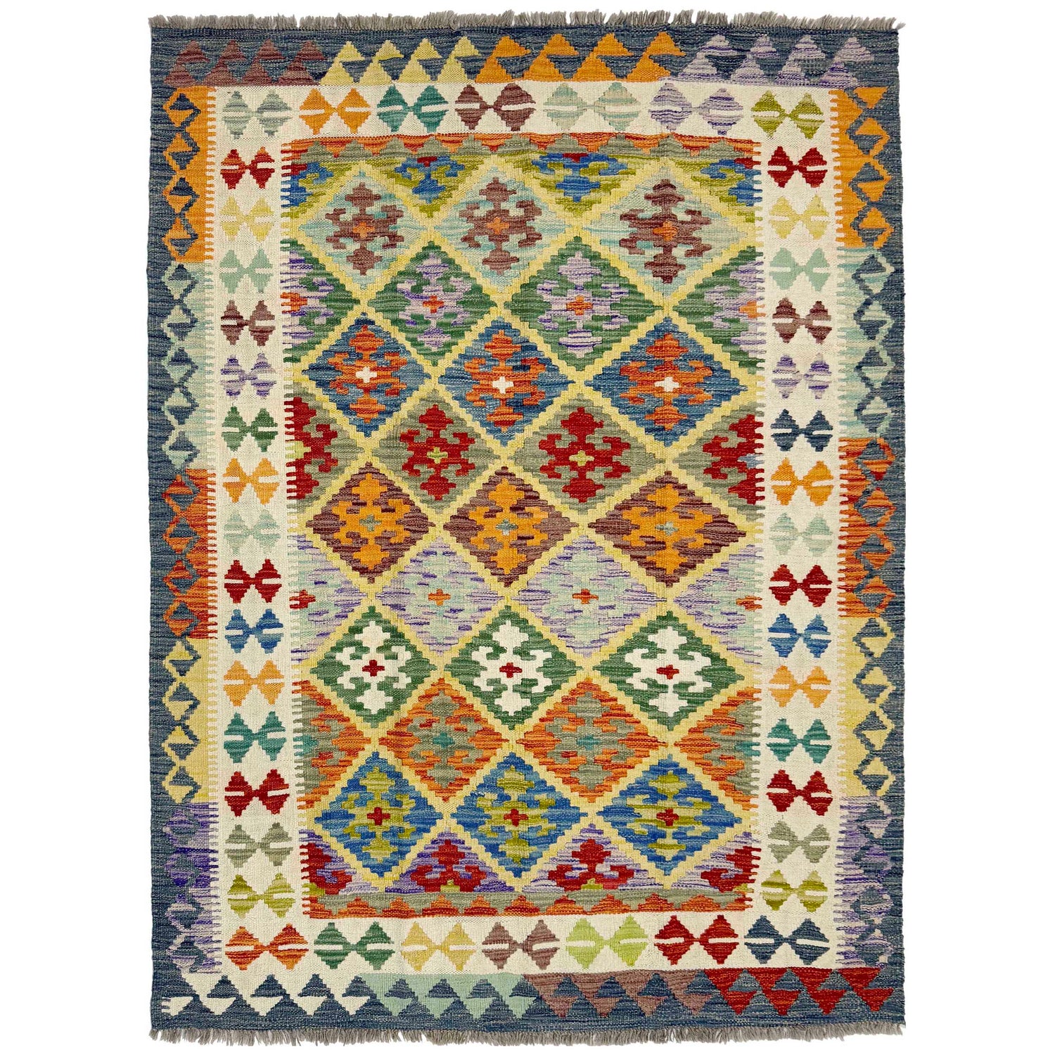 Handmade Vegetable Kelim 4' 10" x 6' 6" ft / 147 x 197 cm - No. G38933
