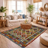 Hand Knotted Afghan Style Kilim 5' 1" x 6' 0" ft / 154 x 183 cm - No. G38934