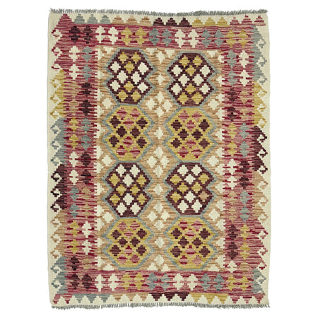 Hand Woven Wool Kelim 5' 0" x 6' 5" ft / 153 x 196 cm - No. G38935