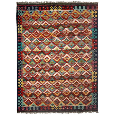 Hand Made Afghan Kilim 6' 0" x 8' 0" ft / 183 x 244 cm - No. G38936