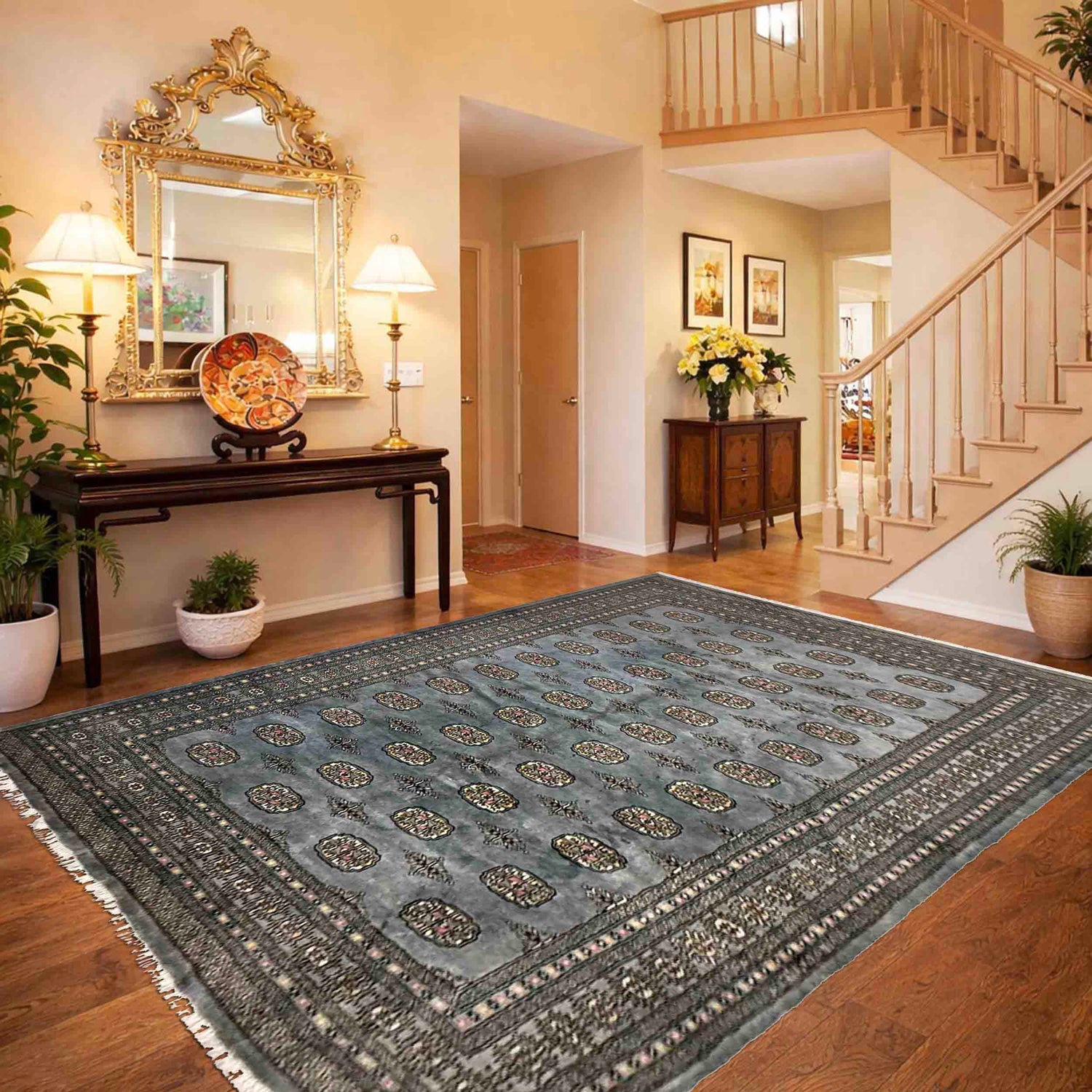 Hand Knotted Bokhara Carpet 6' 8" x 9' 8" ft / 204 x 295 cm - No. G39157