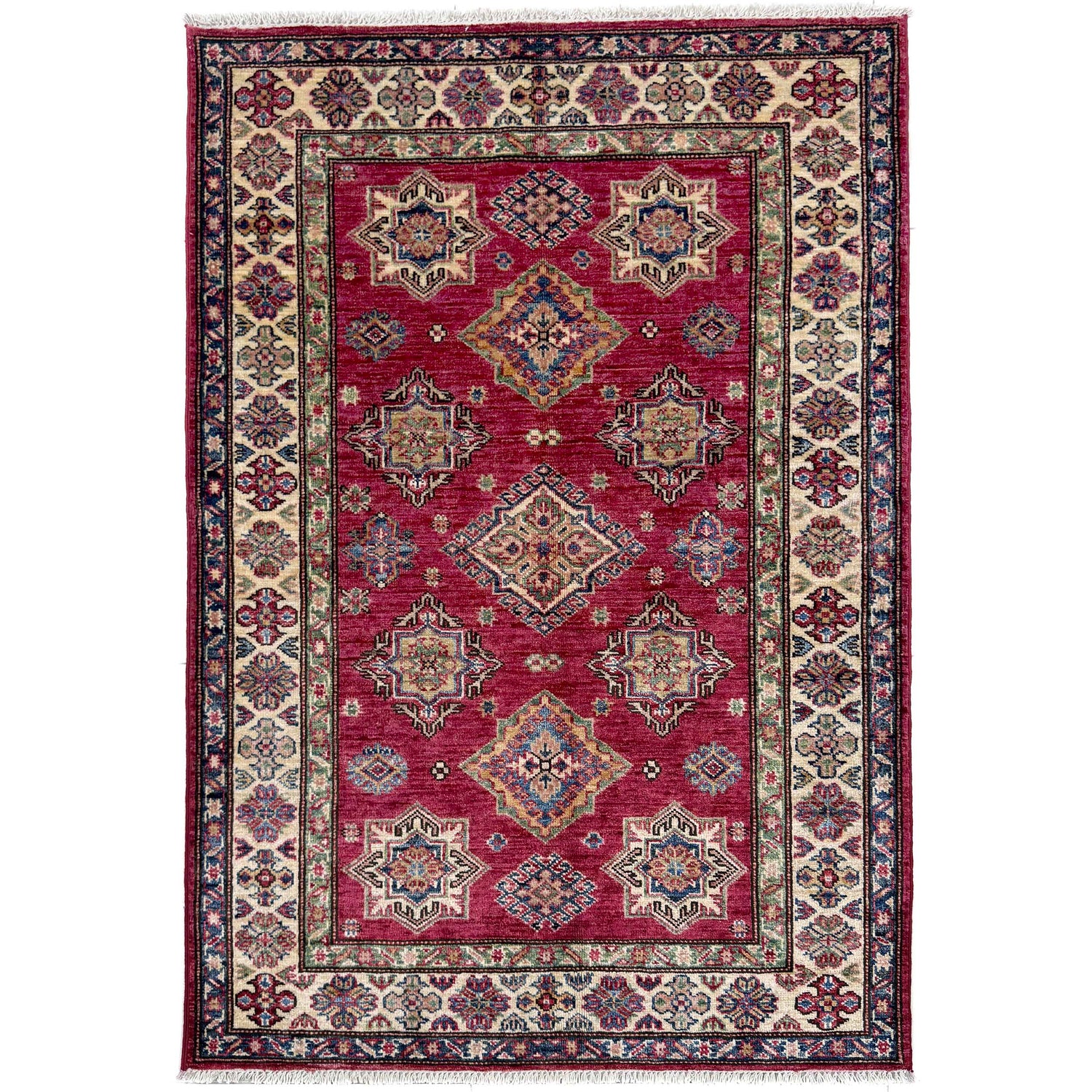 High-Quality Kazak Area Rug 3' 5" x 4' 10" ft / 104 x 148 cm - No. G39608