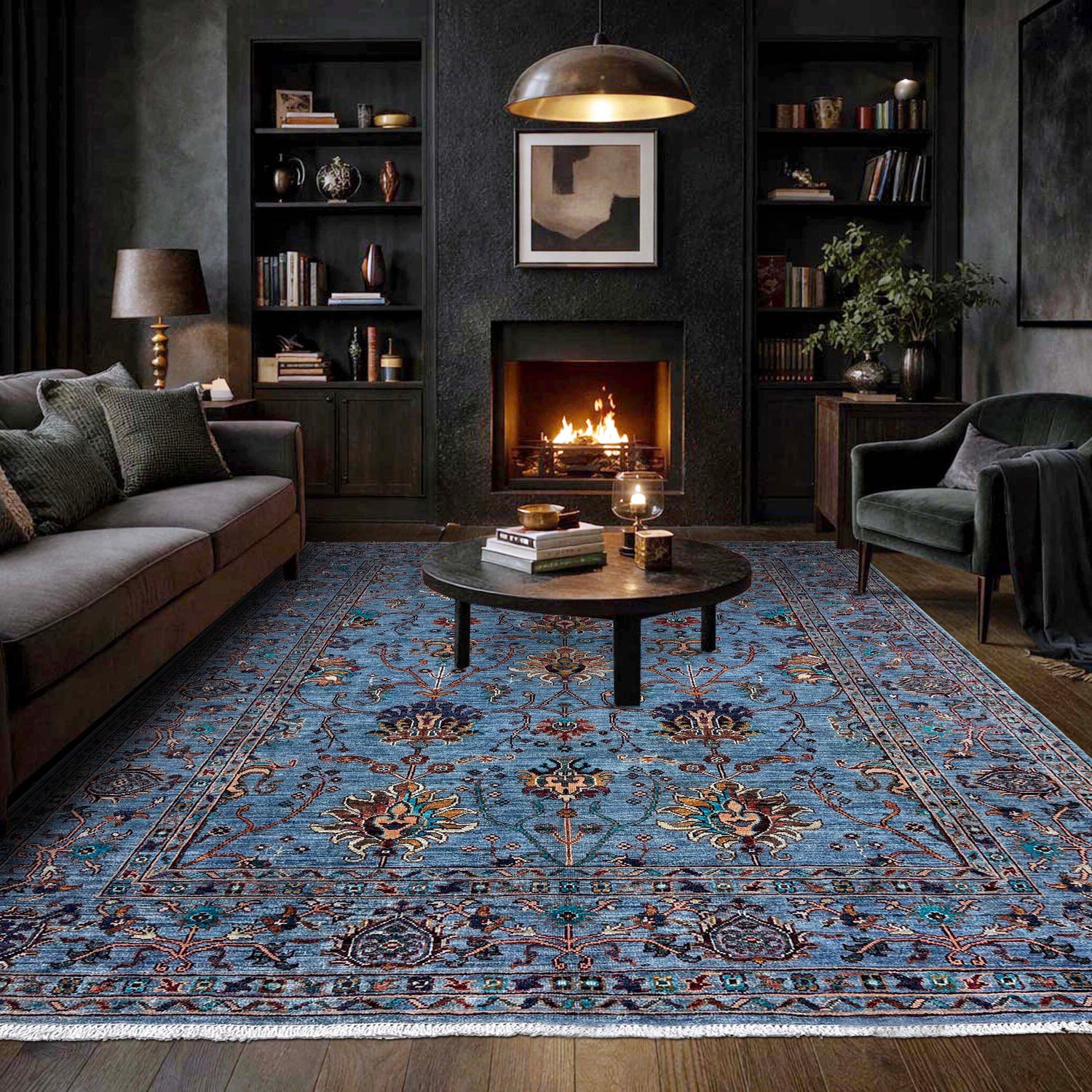 Blue Color Sultani Rug 5' 8" x 7' 9" ft / 173 x 237 cm - No. G39621