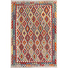 Colorful Flat-Weave Wool Kilim 6' 8" x 9' 10" ft / 203 x 300 cm - No. P26381