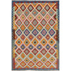 Colorful Flat-Weave Wool Kilim 6' 6" x 9' 10" ft / 198 x 299 cm - No. P26383