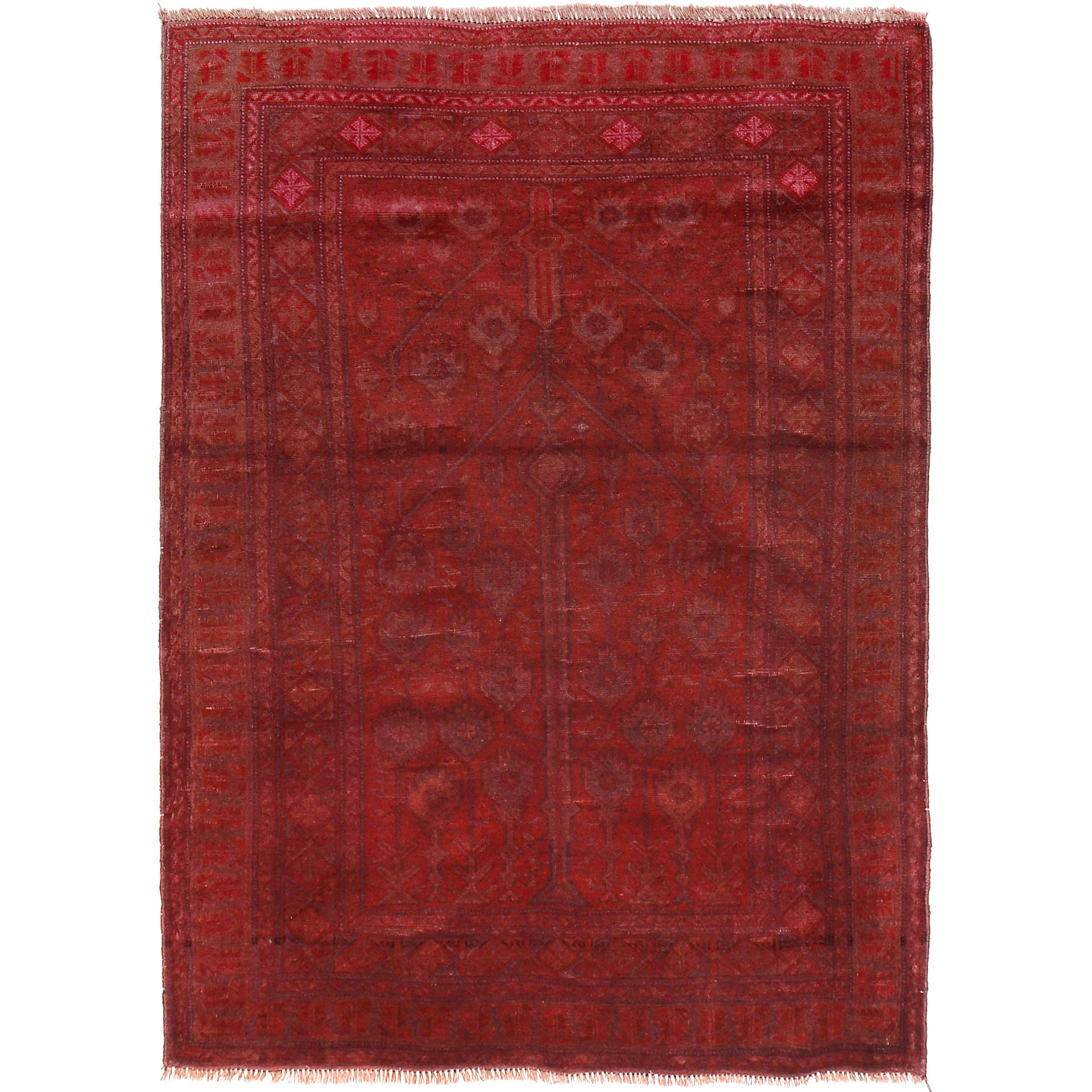 Overdyed Wool Carpet 4' 1" x 5' 6" ft / 125 x 167 cm - No. P26495