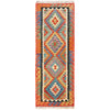 Colorful Flat-Weave Wool Kilim Runner 2' 5" x 6' 8" ft / 74 x203 cm - No. P26512