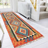 Colorful Flat-Weave Wool Kilim Runner 2' 5" x 6' 8" ft / 74 x203 cm - No. P26512