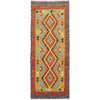 Colorful Flat-Weave Wool Kilim Runner 2' 5" x 6' 5" ft / 74 x196 cm - No. P26518