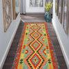 Colorful Flat-Weave Wool Kilim Runner 2' 5" x 6' 5" ft / 74 x196 cm - No. P26518