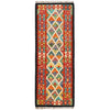 Colorful Flat-Weave Wool Kilim Runner 2' 4" x 6' 7" ft / 71 x200 cm - No. P26526