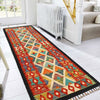 Colorful Flat-Weave Wool Kilim Runner 2' 4" x 6' 7" ft / 71 x200 cm - No. P26526