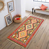 Colorful Flat-Weave Wool Kilim Runner 2' 4" x 6' 6" ft / 72 x199 cm - No. P26528