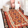 Colorful Flat-Weave Wool Kilim 3' 5" x 4' 11" ft / 103 x 149 cm - No. P26808