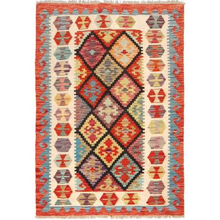 Hand Woven Wool Kelim 3' 5" x 4' 11" ft / 103 x 150 cm - No. P26920