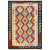 Colorful Flat-Weave Wool Kilim 3' 5" x 4' 9" ft / 105 x 146 cm - No. P26922