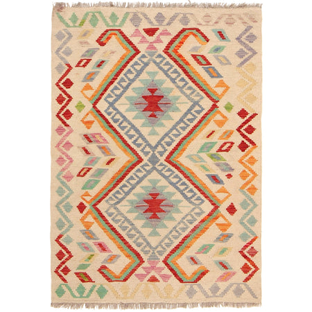 Hand Knotted Flatweave Kilim 3' 4" x 4' 10" ft / 102 x 148 cm - No. P26924