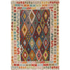 Colorful Flat-Weave Wool Kilim 6' 11" x 9' 11" ft / 210 x 302 cm - No. P26991