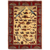 Handmade Afghan War Area Rug 3' 4" x 4' 9" ft / 101 x 146 cm - No. P28040