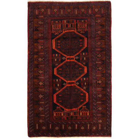 Traditional Baloch Rug 3' 12" x 6' 6" ft / 121 x 198 cm - No. P29033