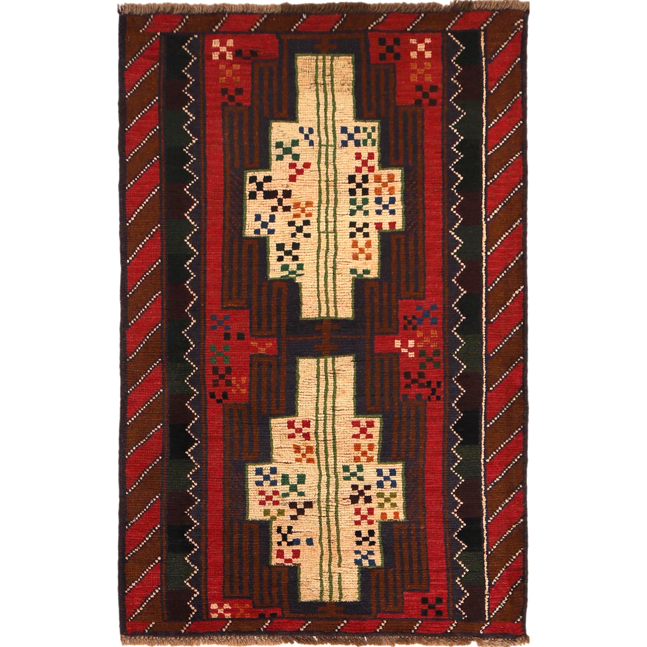 Tribal Baloch Rug 3' 0" x 4' 8" ft / 91 x 142 cm - No. P29300