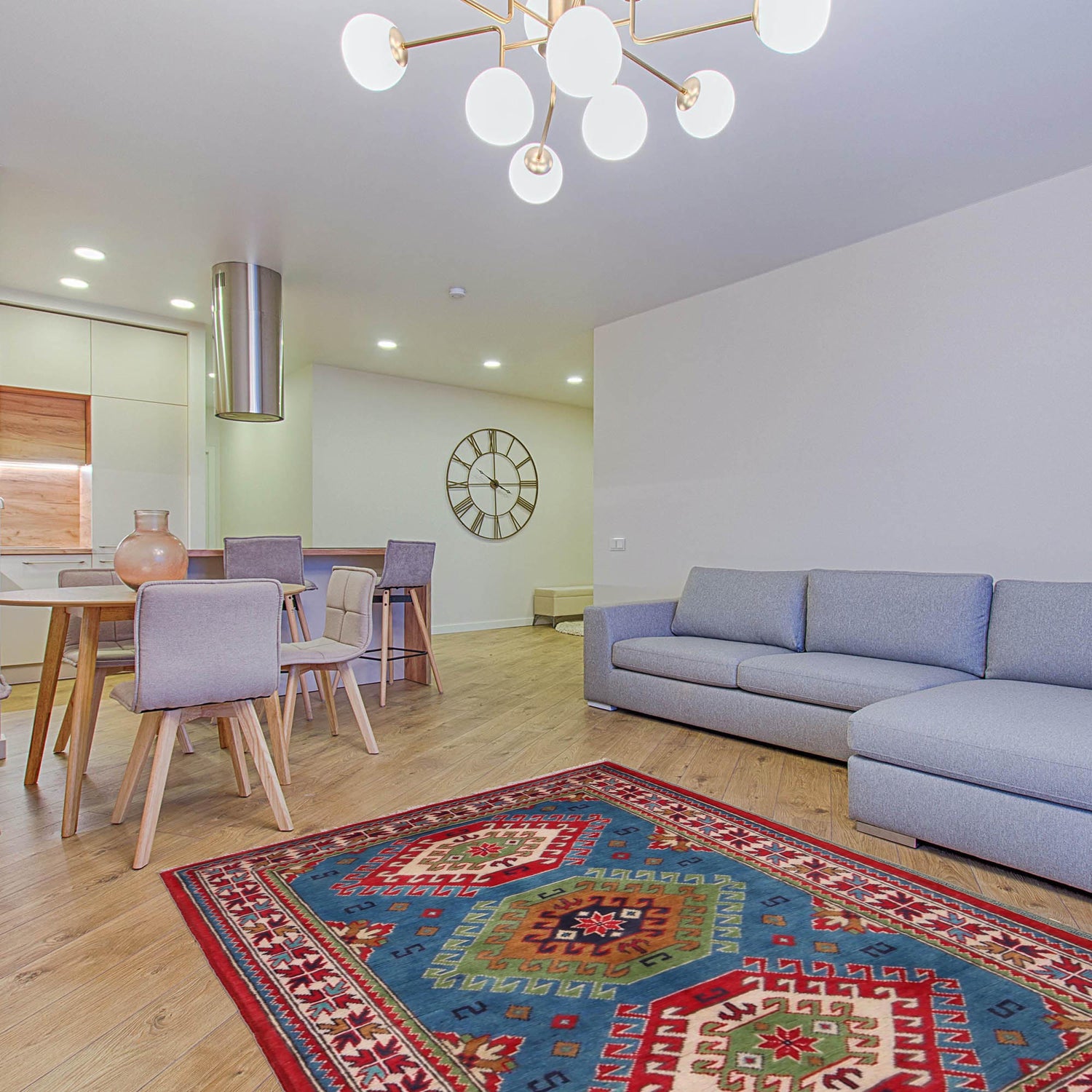 Handmade Kazak Area Rug 3' 3" x 4' 8" ft / 98 x 142 cm - No. P34045