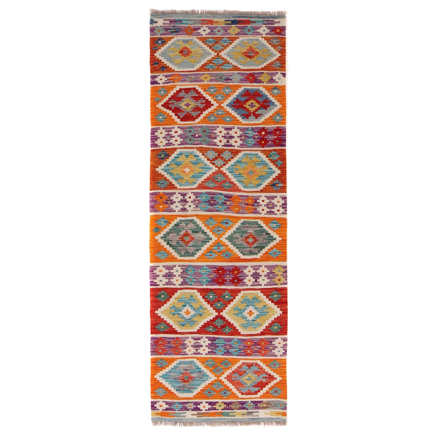 Handmade Afghan Vegetable Kilim Runner 2' 4" x 7' 8" ft / 70 x 234 cm - No. P34248