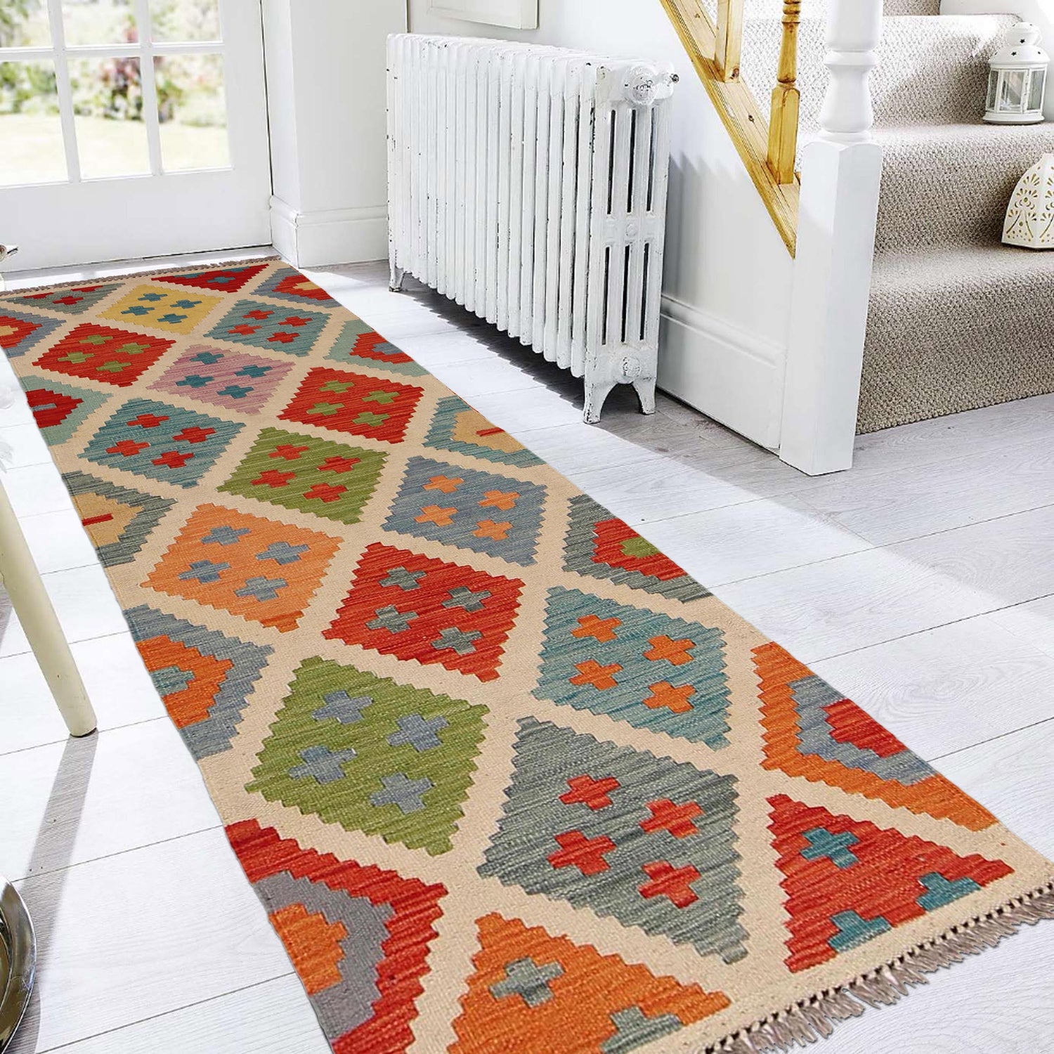 Handmade Afghan Vegetable Kilim Runner 2' 0" x 6' 7" ft / 62 x 200 cm - No. P34256
