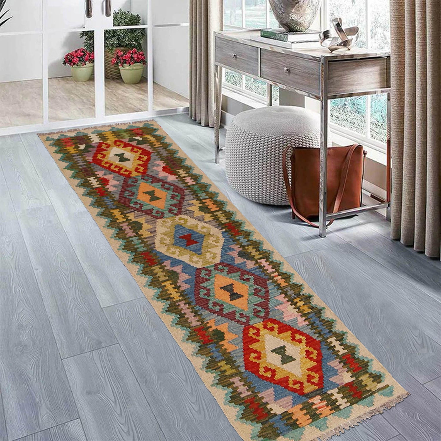 Handmade Vegetable Kilim Runner 1' 8" x 6' 6" ft / 52 x 198 cm - No. P34271