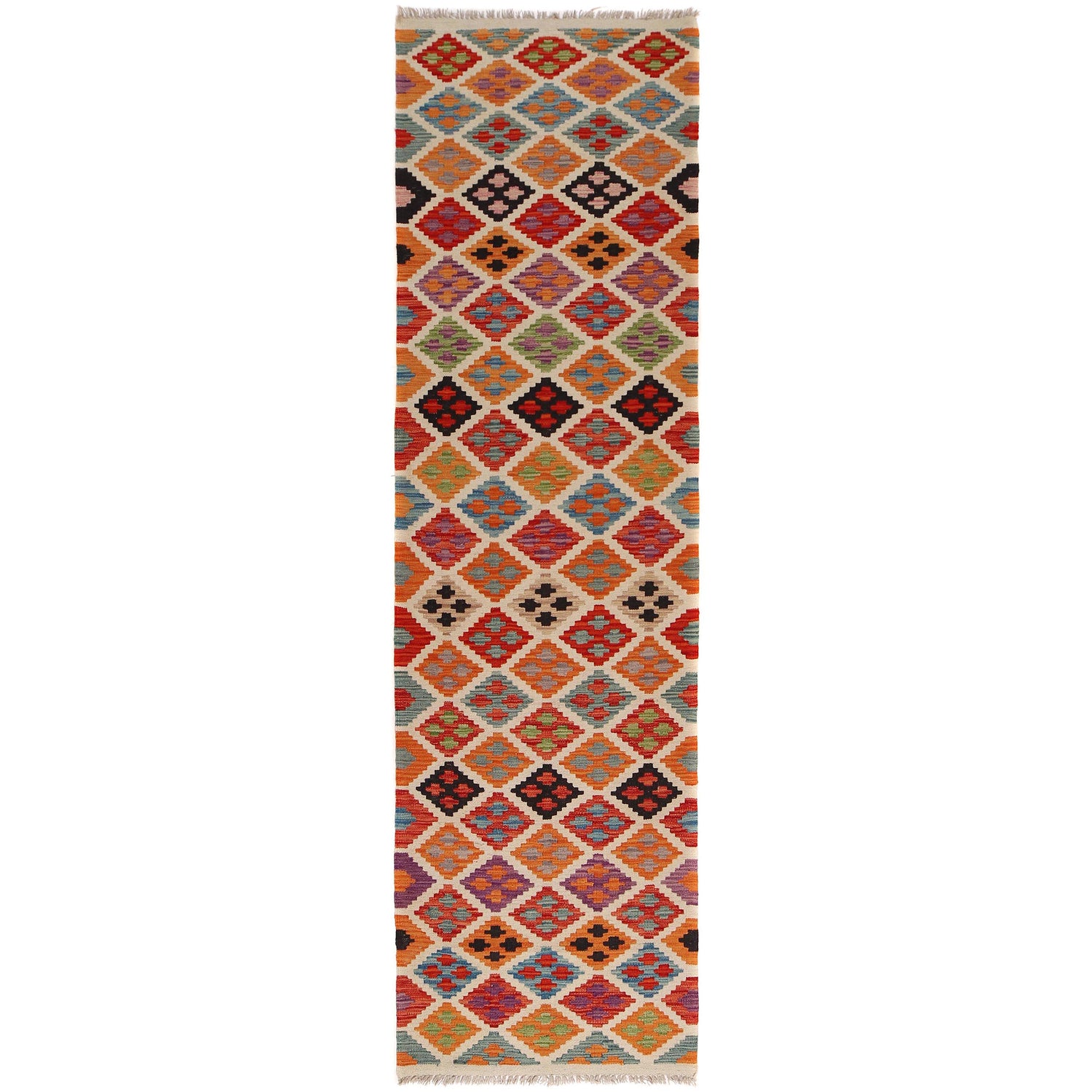 Handmade Afghan Vegetable Kilim Runner 2' 7" x 9' 9" ft / 79 x 298 cm - No. P34295