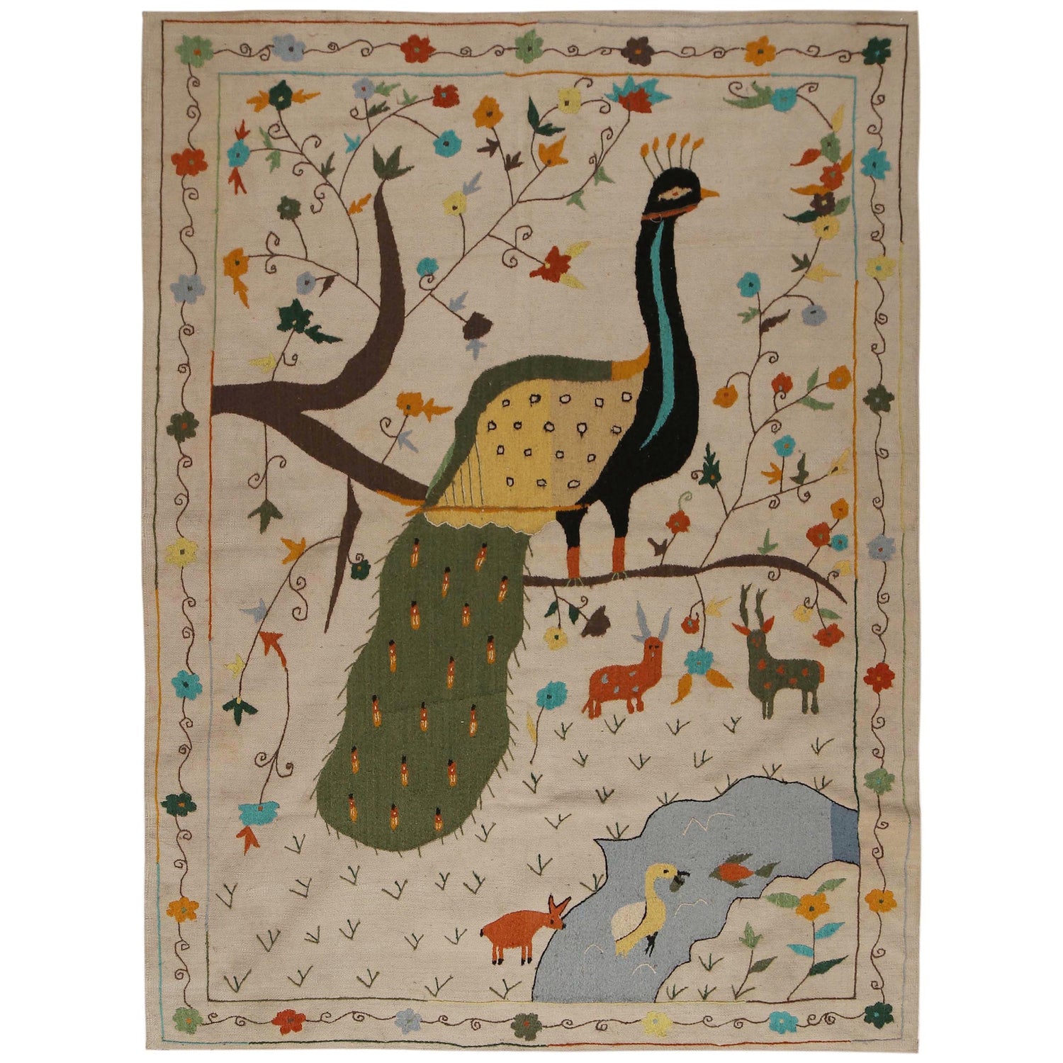 Pakistani Embroidery Kilim 5' 5" x 7' 9" ft / 165 x 236 cm - No. P34392