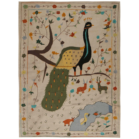 Pakistani Embroidery Kilim 5' 5" x 7' 9" ft / 165 x 236 cm - No. P34392