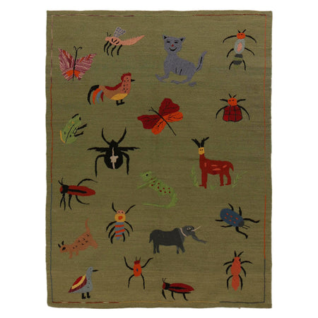 Hand Knotted Embroidery Kelim 4' 0" x 5' 10" ft / 123 x 178 cm - No. P34393