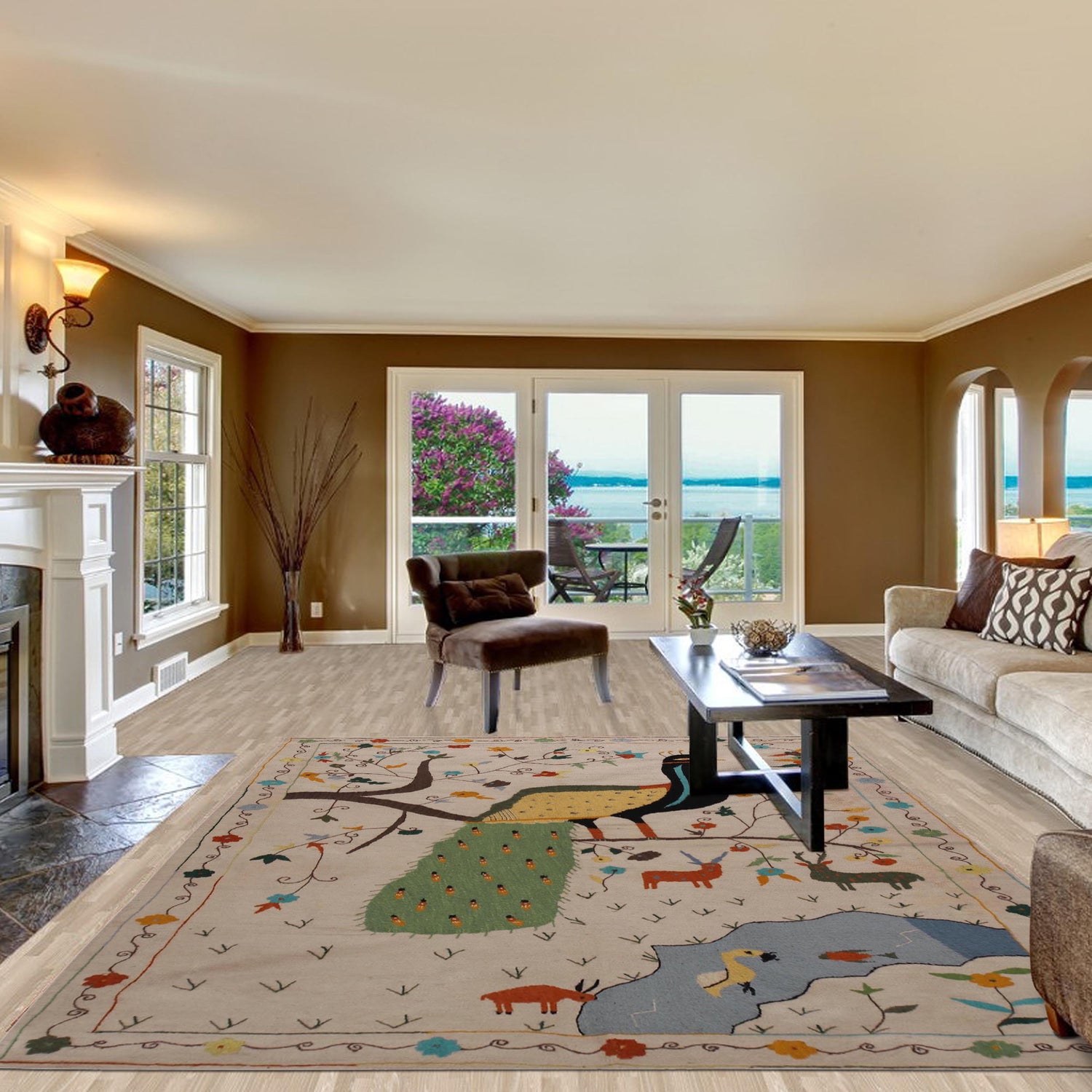 Design Embroidery Kilim 5' 5" x 7' 8" ft / 166 x 233 cm - No. P34395