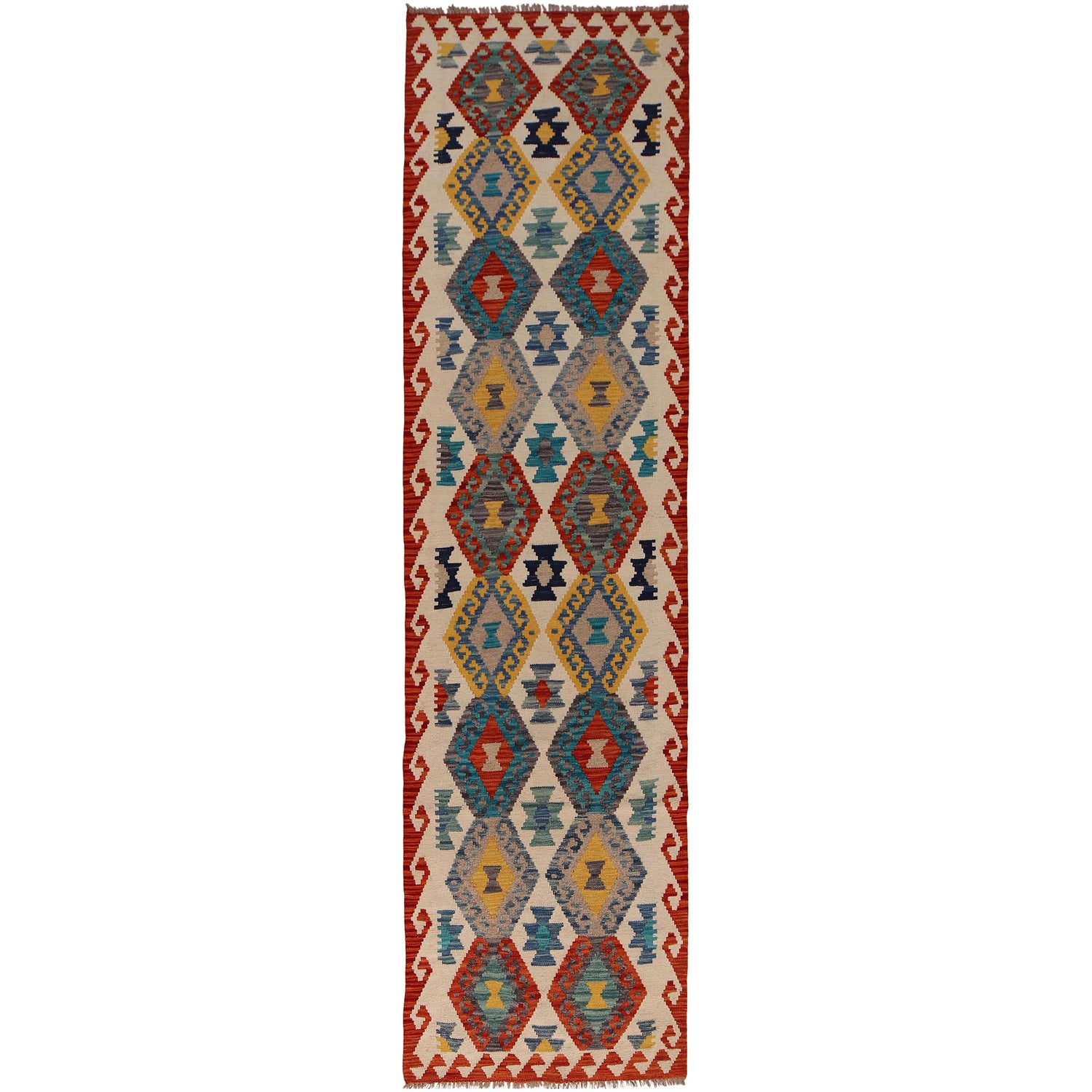 Hand Knotted Flatweave Kilim Runner 2' 5" x 9' 9" ft / 74 x 298 cm - No. P34905