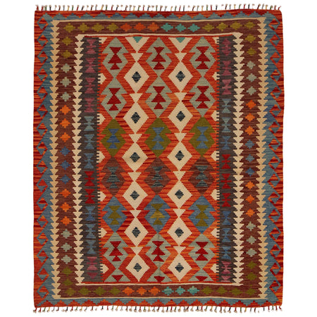 Handmade Vegetable Kelim 5' 1" x 6' 2" ft / 156 x 187 cm - No. P34913