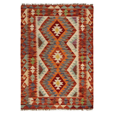 Hand Woven Wool Kelim 2' 9" x 4' 3" ft / 85 x 130 cm - No. P34914