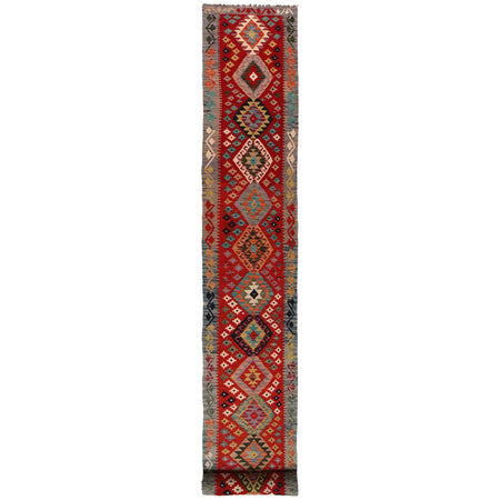 Handmade Afghan Vegetable Kilim Runner 2' 6" x 22' 0" ft / 75 x 670 cm - No. P34956