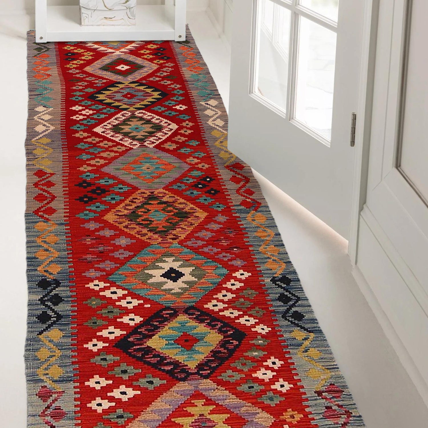 Handmade Afghan Vegetable Kilim Runner 2' 6" x 22' 0" ft / 75 x 670 cm - No. P34956