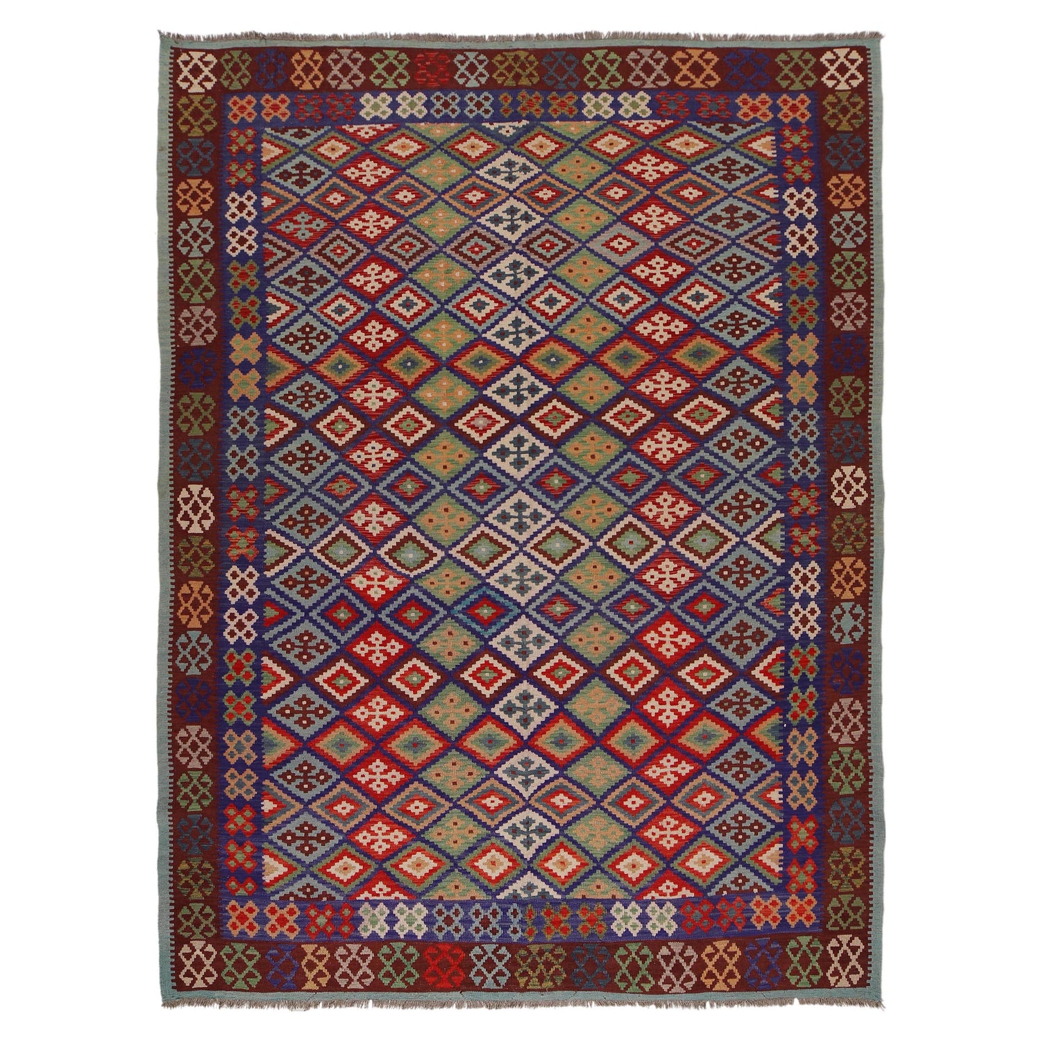 Handmade Turkish Design Wool Kilim 6' 11" x 9' 7" ft / 210 x 292 cm - No. P34964