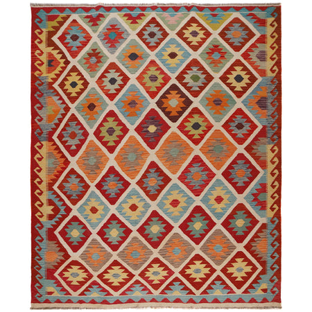 Hand Knotted Flatweave Kilim 7' 11" x 9' 11" ft / 242 x 303 cm - No. P34965